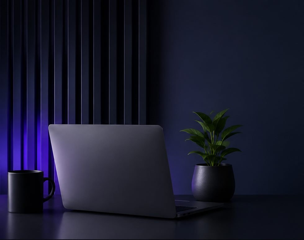 Escritorio de trabajo con una página web abierta