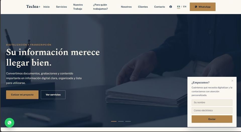 Sitio web de Teclea+, un proyecto de Páginas con Propósito