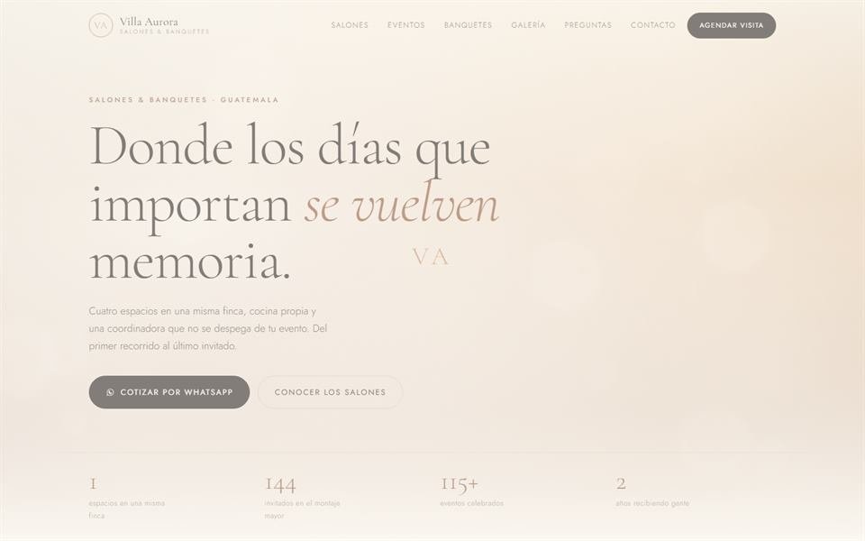 Avance del sitio de Villa Aurora