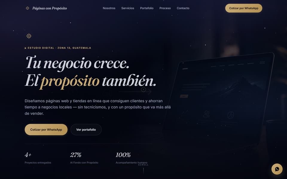 Versión alternativa del sitio de Páginas con Propósito
